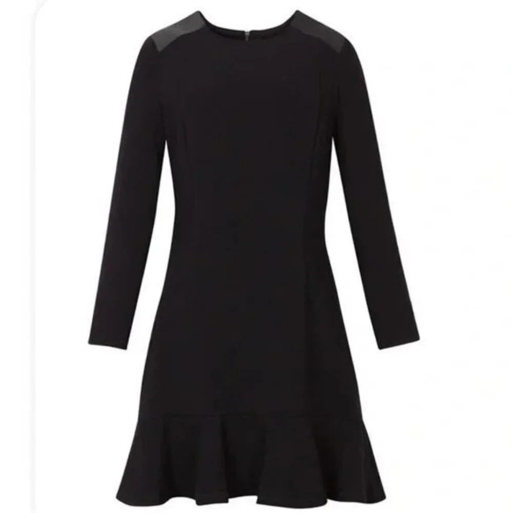 SANDRO Wool Blend Metallic Faux Leather Dress Size 6 - Picture 3 of 11